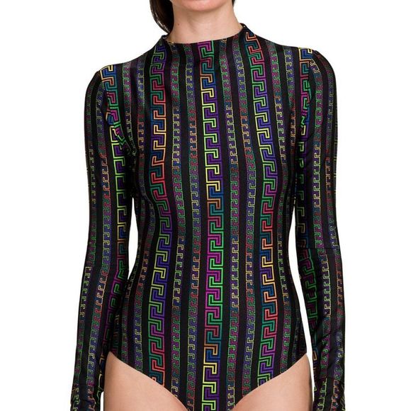 Versace Tops - SOLD Versace Neon Greca Bodysuit Multi Black Size IT 40 (US 4) Small
